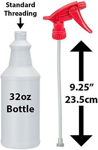 Chemical Resistant Spray Head 4 Pack. Industrial Sprayer Perfect for Auto/Car Detailing Supply & Janitorial Cleaners. Heavy Duty Low-Fatigue Trigger & Nozzle Replacement Fits 32oz Bottle