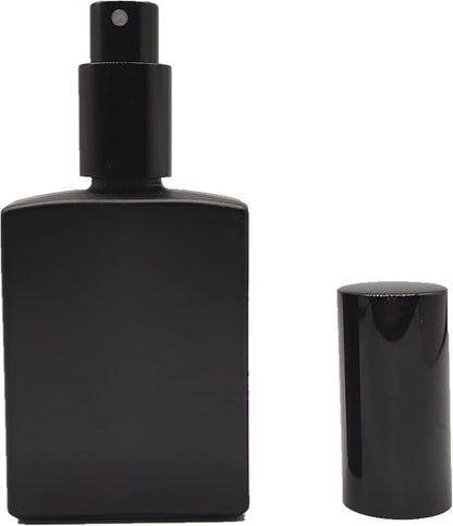 8PCS Square Glass Spray bottle,1.7oz Small Refillable Container with Fine Mist sprayer,Perfume bottle (50ml, Matte Black)