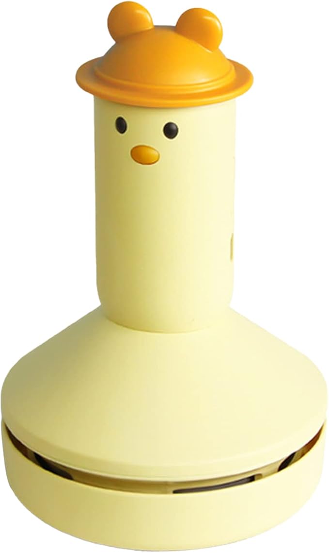 MSUIINT Portable Hand Vacuum Cleaner Desktop Vacuum Cleaner, Handheld Cordless Cleaner for Dust, Mini Table Dust Sweeper Cute Cartoon Eraser Pen Scrap Keyboard Cleaner for Home Desk, Yellow