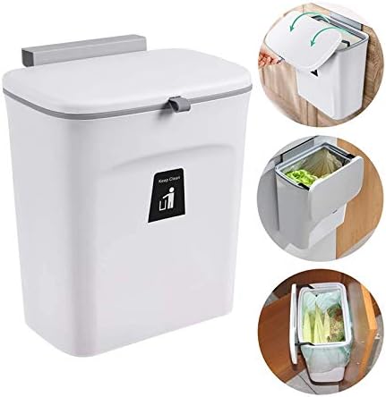 Kitchen Compost Bin for Counter Top or, Hanging Small Trash Can with Lid,Mountable Indoor Compost Bucket(C)