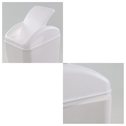 Vababa 1 Pack 3 Gallon Plastic Swing Top Trash Can, Slim Garbage Bin with Swing-Lid, White