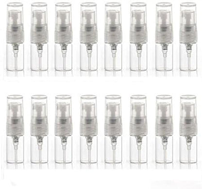 Elfenstall- 10pcs Mini Clear 2ml 5/8 Dram Fine Mist Atomizer Vial Glass Bottle Spray Refillable Perfume Empty Sample Bottle Clean Cloth for Travel Party Free 3ML Dropper