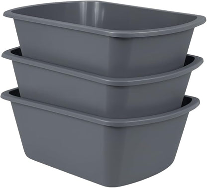 Vakly Wash Basins – Rectangular Plastic Hospital Bedside Soaking Tub - Small 7 Qt Graduated Bucket - Portable Washbasin for Washing, Cleaning, Foot Bath, Dishes, Face Cleansing Bowl (3)