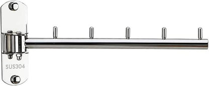 Folding Wall Mounted Clothes Hanger Rack with Swing Arm Stainless Steel Heavy Duty Coat Hook for Bathroom, Bedroom, Laundry Room- Silver