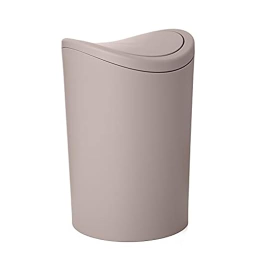 Superio Mini Bathroom Trash Can with Lid, Modern Mini Waste Bin with Swing Lid (1 1/2 Gallon, 6 Liter) Plastic Garbage Can for Kitchen, Bathroom, Bedroom, Office, Under Desk (1, Taupe)