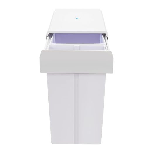 Pullout Trash Can, 10L + 20L Pull Out Under Cabinet Trash Can with Lid, Kitchen Cabinet Garbage Can Sliding Out Under Counter Waste Bin (White)