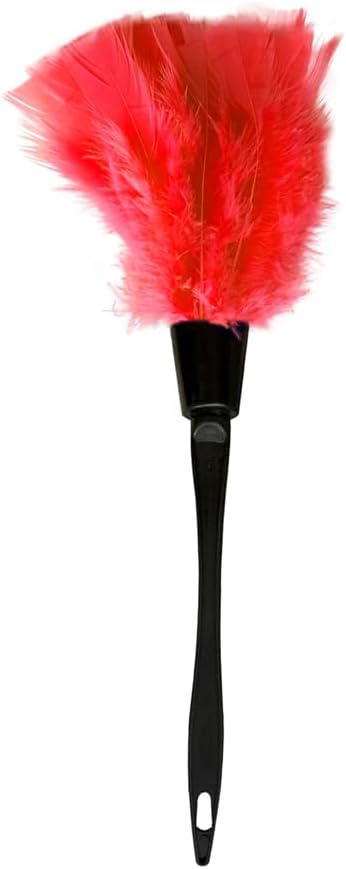 14 Inch Turkey Feather Duster, Gentle Style Dusting Tool for Home/Office Delicate Surfaces (Red)