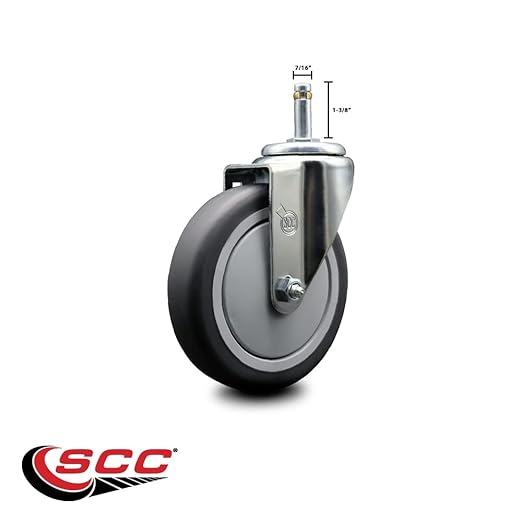 Rubbermaid Mobile Shelf Truck 5 Inch Replacement Swivel Caster - Fits Rubbermaid Mobile Shelf Truck FG9T4200BLA FG9T4300BLA and FG9T4400BLA - Service Caster Brand