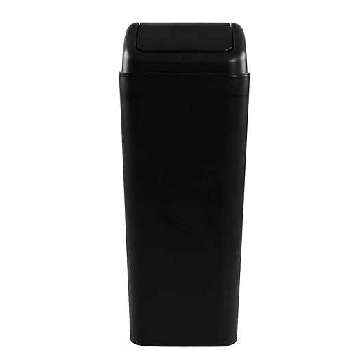 Plastic Waste Bin with Swing Lid, 14 Liter Garbage Can, 1 Pack, 5.2" x 8.2" x 15.7"