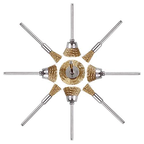 Rocaris 90 Pcs Wire Brushes Set, Brass Wire Wheels Pen Brushes Set Kit Accessories for Rotary Tool