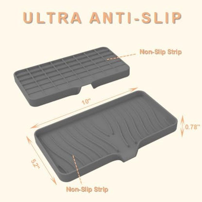 Silicone Soap Dish with Drainer | Quick-Dry Holder for Sponge, Dispenser, Scrubber, Bottle and Cup | for Kitchen, Shower and Bathroom (Beige, Large, 1 Pack)