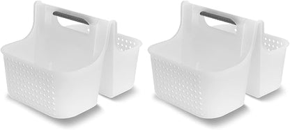 madesmart Large Soft Grip Tote, Under Sink Bathroom Storage, Multi-Purpose Home Organization, EPA Certified, Premium Antimicrobial White (Pack of 2)
