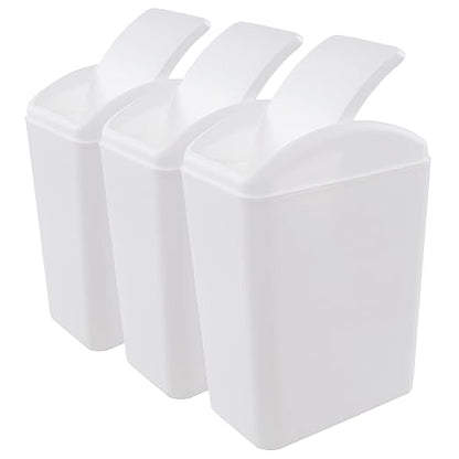 Vababa 3-Pack 4.5 Gallon Plastic Trash Can with Swing Lid, Swing-Top Waste Can, White