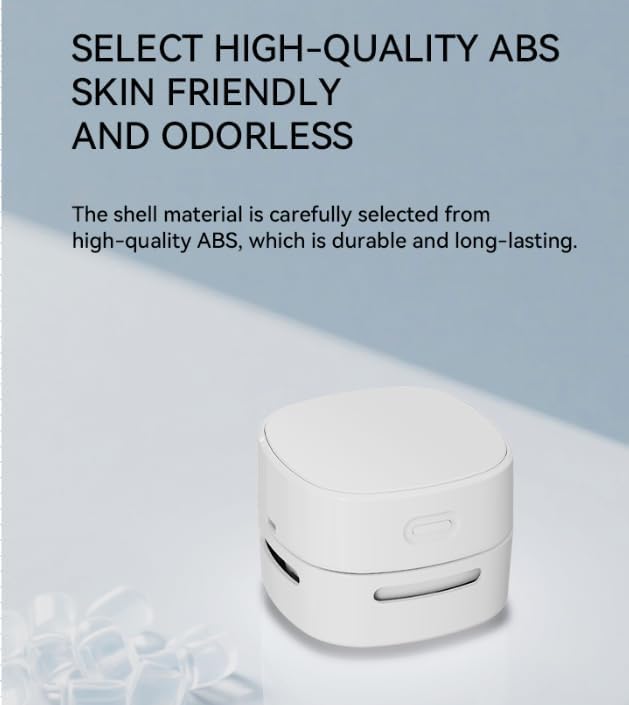Portable Mini Desktop Vacuum Cleaner, Wireless Handheld, White, for Eraser Shavings, Pencil Shavings, Paper Scraps and Dust