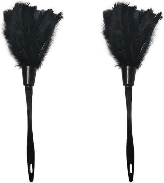 2PCS 14 Inch Turkey Feather Duster, Gentle Style Dusting Tool for Home/Office Delicate Surfaces (Black)