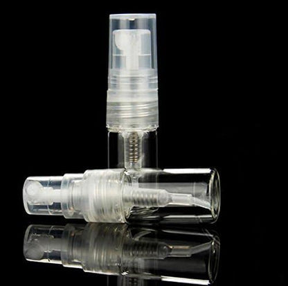Elfenstall- 10pcs Mini Clear 2ml 5/8 Dram Fine Mist Atomizer Vial Glass Bottle Spray Refillable Perfume Empty Sample Bottle Clean Cloth for Travel Party Free 3ML Dropper