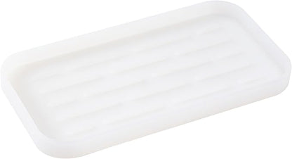 MicoYang Silicone Kitchen Sink Organizer Tray for Multiple Usage,Easy Clean Sponges Holder for Kitchen Bathroom Counter or Sink,Dish Soap Dispenser,Scrubber,Bottle,Cup Translucent 10”x 5.3”