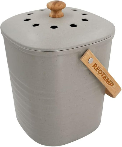 Reotemp Bamboo Fiber Kitchen Compost Bin (Grey)