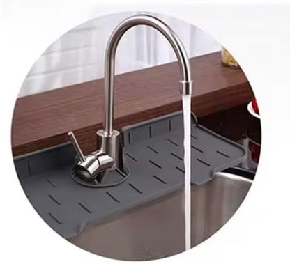 Silicone Sink Splash Guard for Faucet – Faucet Mat Drip Catcher, Kitchen Sink Water Guard, Behind Faucet Protector, Fast-Drying, Fits Most Sinks (14.5” x 5.5”, Dark Gray)