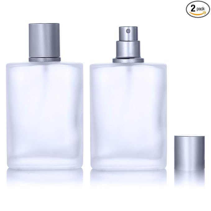 2 Pack 50ml/1.69 Oz Empty Frosted Glass Spray Bottles Perfume Atomizer, Refillable Fine Mist Spray Empty Perfume Bottles with 4 kinds of perfume dispenser (2 Pack 50ml/1.69 Oz Frosted Bottles)