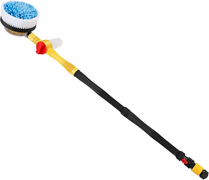 Auto Rotating Retractable Car Wash Brush, 360° Spin Car Mop Automatically Foams Car Wash Kit, Microfiber Car Cleaning Brush Detachable Car Washing Brush Cleaning Tool for Car RV Truck Garden