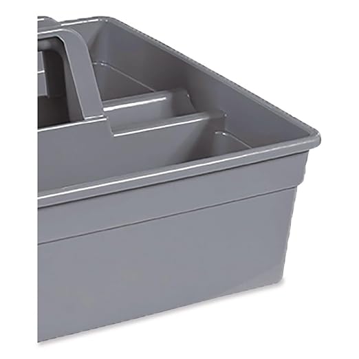 Nexstep Commercial MaxiRough Maid Caddy, 2-Compartment Cleaning Supply Tote, Heavy-Duty Plastic, Ergonomic Handle, Gray, Commercial Janitorial Carry Caddy