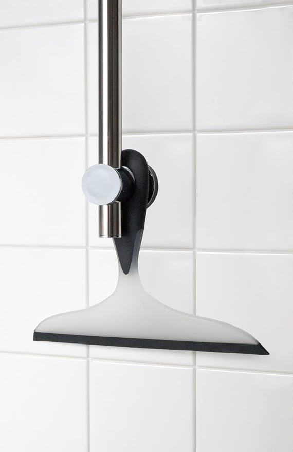 WENKO 18752100 Bathroom Squeegee Loano Black - for Bath and Shower, Plastic, Black