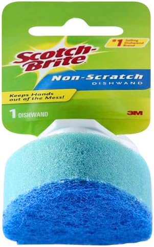 Scotch-Brite Non-Scratch Dishwand, Scrubber for Cleaning Kitchen, Bathroom, and Household, Non Scratch Dish Scrubber Safe, 1 Dishwand (Pack of 2)