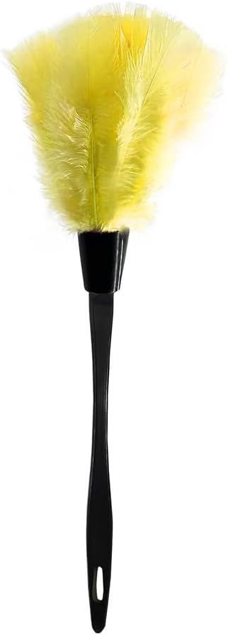 14 Inch Turkey Feather Duster, Gentle Style Dusting Tool for Home/Office Delicate Surfaces (Yellow)