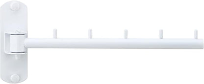 Folding Wall Mounted Clothes Hanger Rack with Swing Arm Stainless Steel Heavy Duty Coat Hook for Bathroom, Bedroom, Laundry Room- White