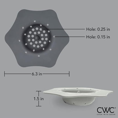COOK WITH COLOR Kitchen Sink Strainer, Silicone, Flexible Sink Strainer, Sink Drain Strainer, Charcoal/Gray