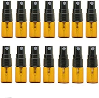 ELFENSTALL- 30pcs 2ml Brown Amber Fine Mist Mini Atomizer Vial Small Glass bottle Spray Refillable Perfume Empty Sample Bottle Clean Cloth 3ML Pipette Dropper for Travel Party