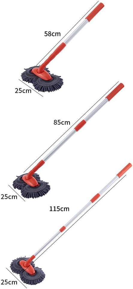 Shkalacar Microfiber Car Wash Brush Mop Kit, Rotatable Dual Head Telescopic Chenille Cleaning Mop, with Extension Pole Car Wash Brush Telescoping Cleaning Tool Duster Washing Car Tools Accessories