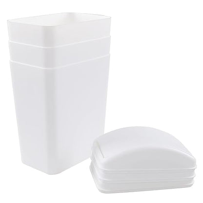 Vababa 3-Pack 4.5 Gallon Plastic Trash Can with Swing Lid, Swing-Top Waste Can, White