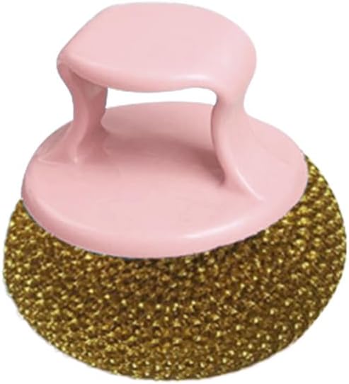 Stainless Steel Dish Scrubber Pot Brush Can Be Disassembled and Washed, Kitchen Cleaning Ball Does ，Not Damage Pot Strong Cleaning Brush (Pink Handle Steel Wire Ball)