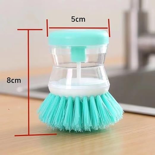 1Pc Soap Dispensing Dish Brush, Built-in Soap Dispenser Kitchen Scrub Brush for Pot Pan Sink Cleaning, Multifunctional Washing Tool (Green)