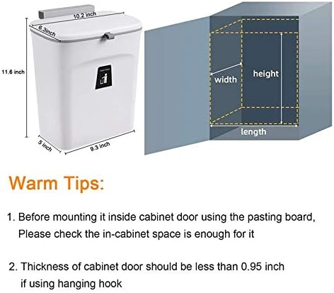 Kitchen Compost Bin for Counter Top or, Hanging Small Trash Can with Lid,Mountable Indoor Compost Bucket(C)