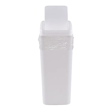 Plastic Waste Bin with Swing Lid, 14 Liter Garbage Can, 1 Pack (White)