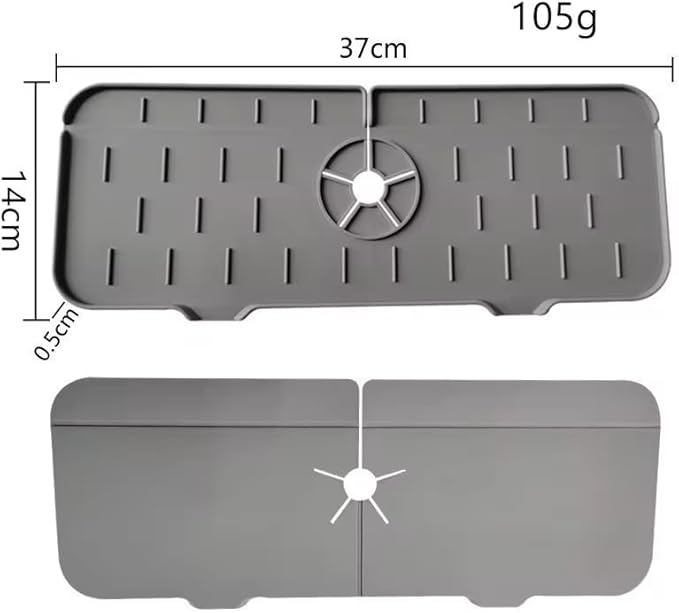 Silicone Sink Splash Guard for Faucet – Faucet Mat Drip Catcher, Kitchen Sink Water Guard, Behind Faucet Protector, Fast-Drying, Fits Most Sinks (14.5” x 5.5”, Dark Gray)