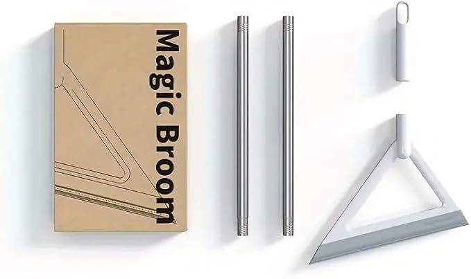 Rubber Broom for Pet Hair - Silicone Squeegee Floor Broom with Removable Head, Multi-Surface Sweeper for Hardwood Tile Bathroom Kitchen