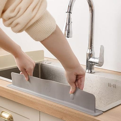 Sink Splash Guard - Water Splash Guard for Kitchen, Island and Bathroom -Secure Non-Slip Suction Cup Base - Dishwasher Safe, Sink Protectors for Kitchen Sink, Gray