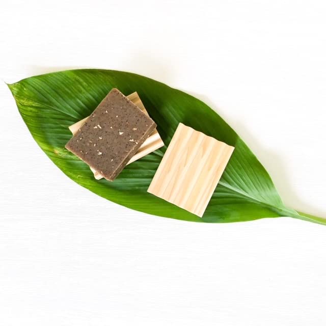 Dead Sea Mud & Charcoal Soap - Natural and Organic Ingredients & 2 Pack Soap Bar Dish, Draining Dish - 100% Natural Poplar Wood, No Chemical Varnish