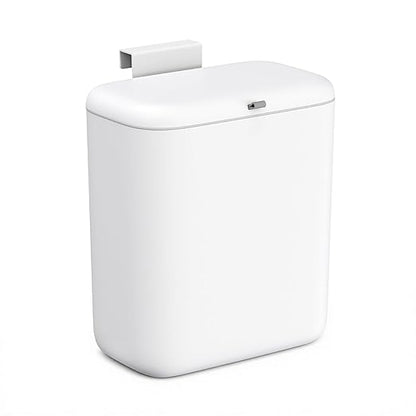 MUEE Compost Bin Kitchen for Counter Top or Under Sink, Hanging Trash Can with Lid [2.3 Gal/8.8L], Food Waste Bin, Mountable Garbage Can for Cupboard/Bathroom/Bedroom/Office/RV, Matte White
