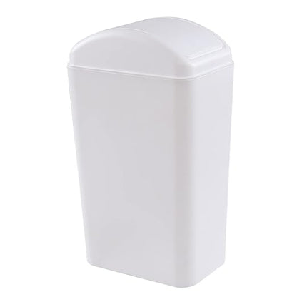Plastic Waste Bin with Swing Lid, 14 Liter Garbage Can, 1 Pack (White)