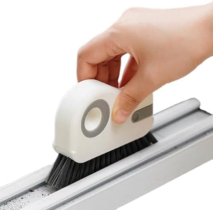 2 in 1 Groove Cleaning Brush Window Track Cleaning Tools,Multifunction Hard Bristle Crevice Cleaning Brush with Hidden Scraper, Grout Cleaner Grip Brush for Sliding Door Track(White,1PCS)