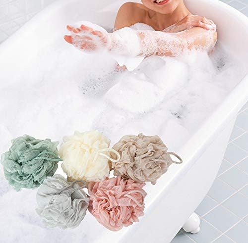 Bath Sponges, Shower Loofah for Body Exfoliation(3 pcs, Brown&Gray&Pink)