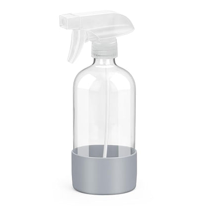Rionisor Glass Spray Bottles with Silicone Sleeve Protection, Empty 16 oz Refillable Containers, Reusable Spray Bottles with Adjustable Nozzle for Hair, Cleaning Solutions, Essential Oils 1 Pack Grey
