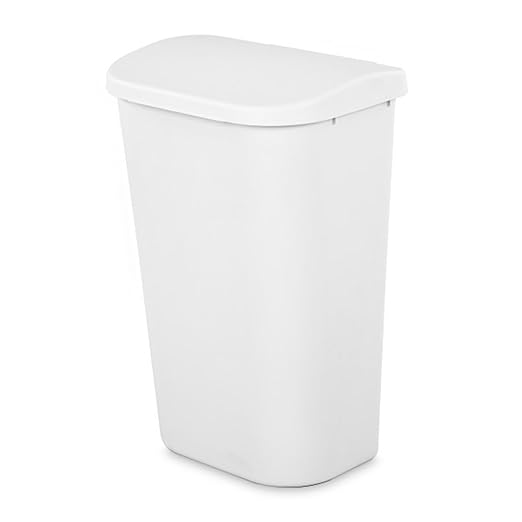 Sterilite 11.3 Gallon D Shape Flat Side Lift Top Lid Wastebasket Trash Can for Kitchen, Home Office, and Garage, or Workspace, White (18 Pack)