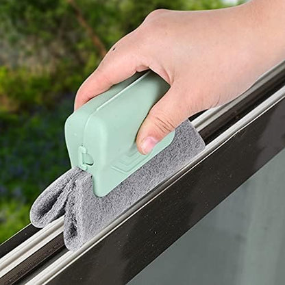 Window Groove Cleaning Brush, 2025 New Hand-held Magic Window Track Cleaner Tools Set,Groove Cleaning Brush Window or Sliding Door for Sliding Door, Sill, Tile Lines, Shutter (Green)