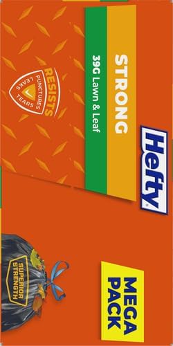 Hefty Strong Lawn & Leaf Trash Bags,39 Gallon,38 Count (Pack of 3)
